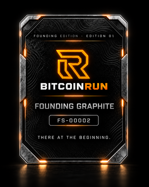 BitcoinRun Founding Graphite — sample card design