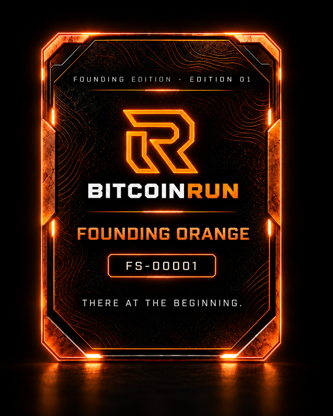 BitcoinRun Founding Orange — sample card design