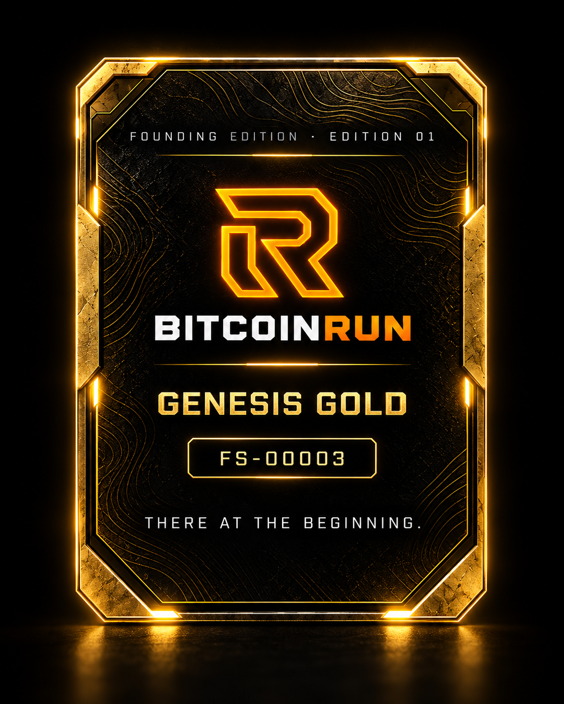 BitcoinRun Genesis Gold — sample card design