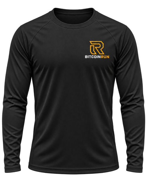 BitcoinRun Founding Edition black technical long sleeve front