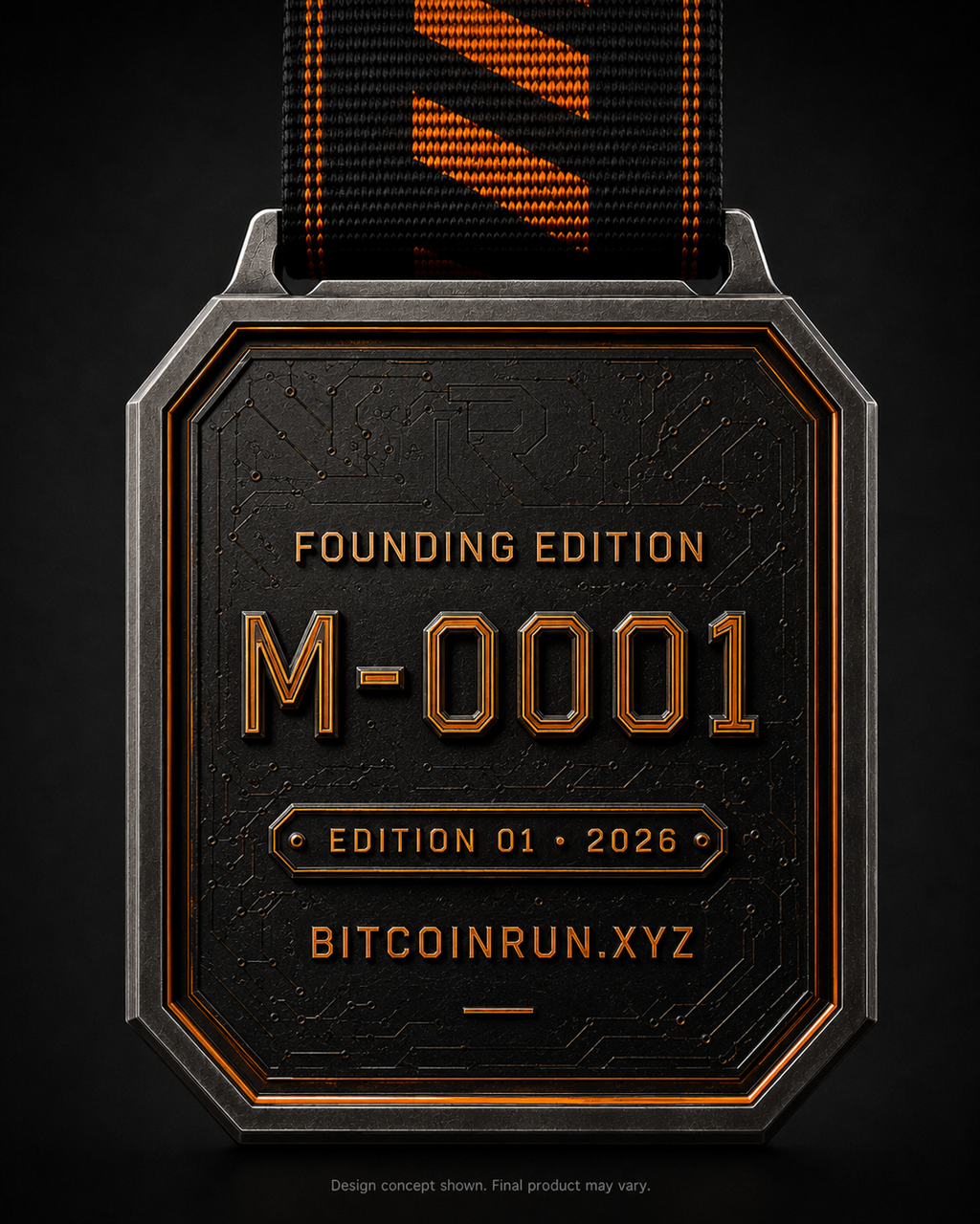 BitcoinRun Founding Edition medal back design visual