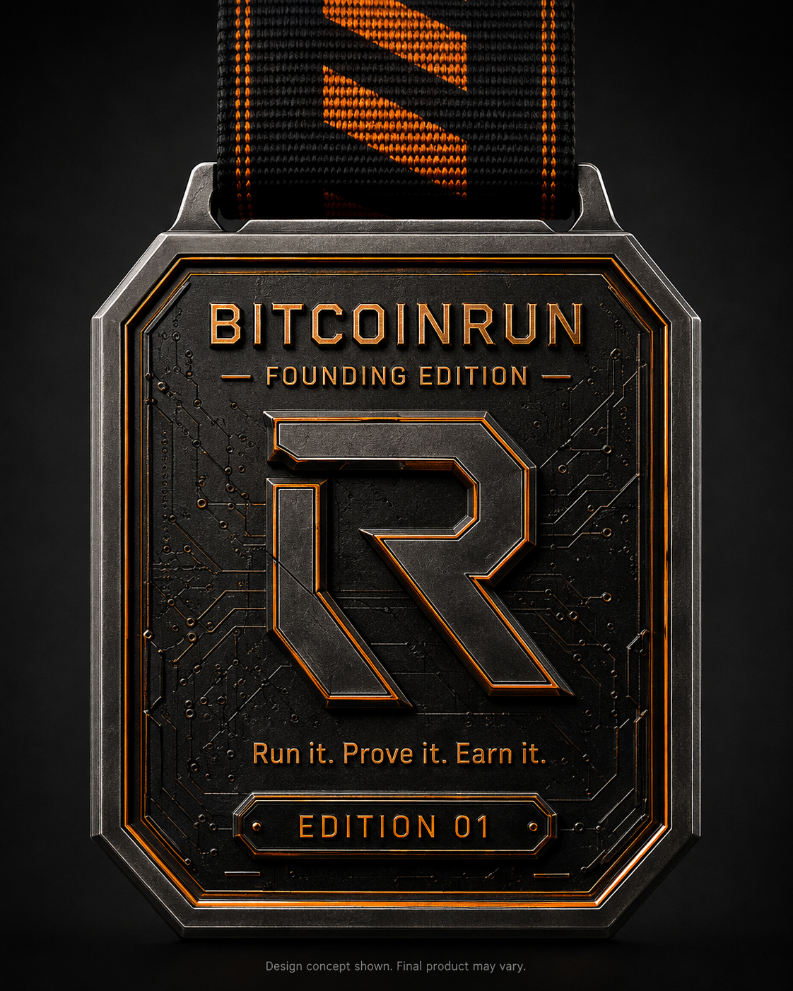 BitcoinRun Founding Edition medal front design visual