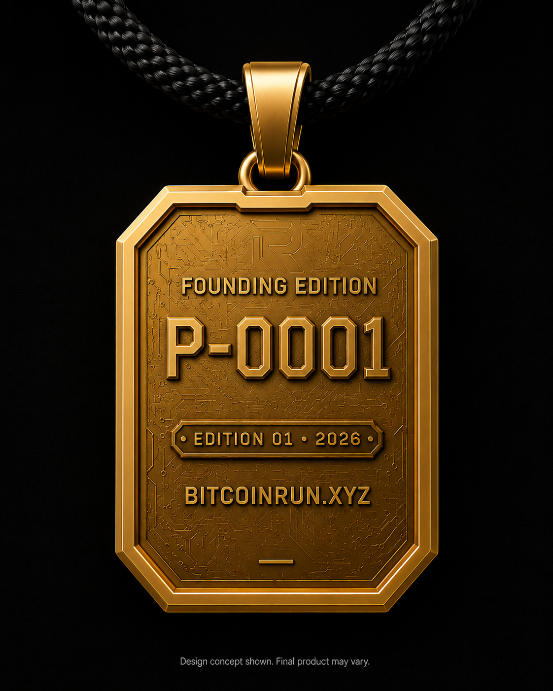 BitcoinRun Founding Edition pendant back design visual