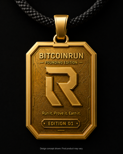 BitcoinRun Founding Edition pendant front design visual