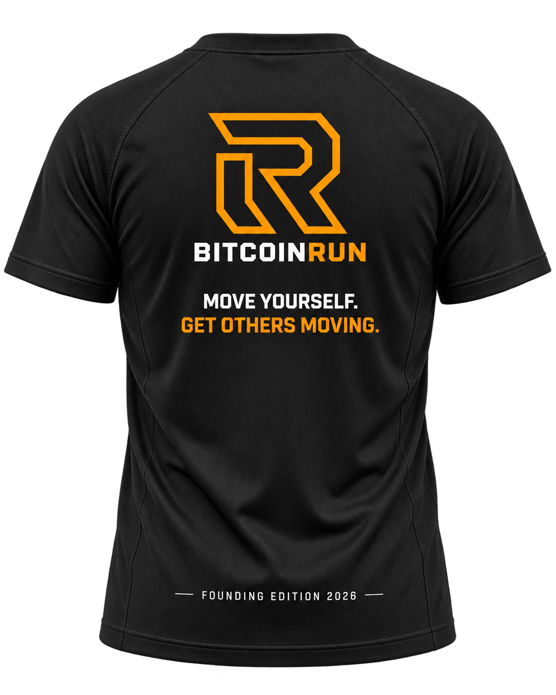 BitcoinRun Founding Edition black technical T-shirt back