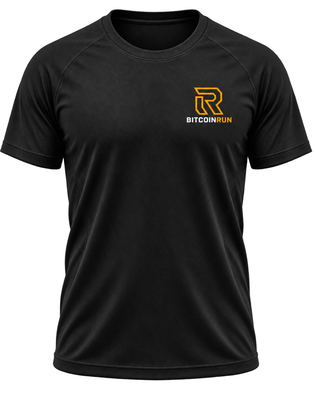 BitcoinRun Founding Edition black technical T-shirt front
