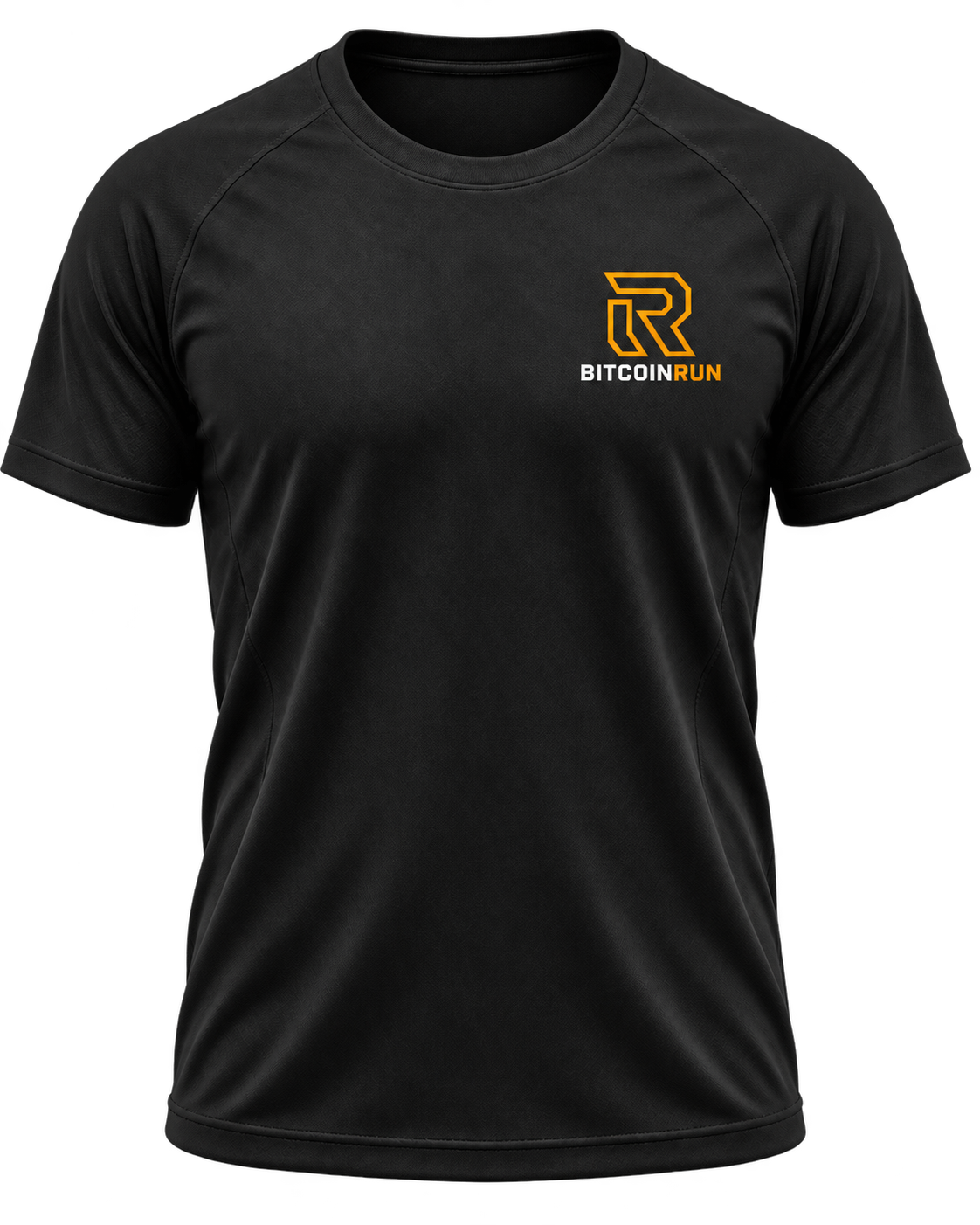 BitcoinRun Founding Edition black technical T-shirt front